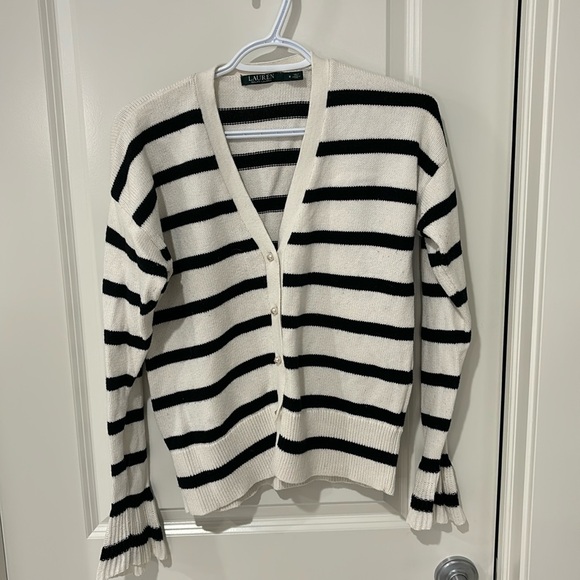 Ralph Lauren striped cardigan with pearl buttons - Picture 1 of 3